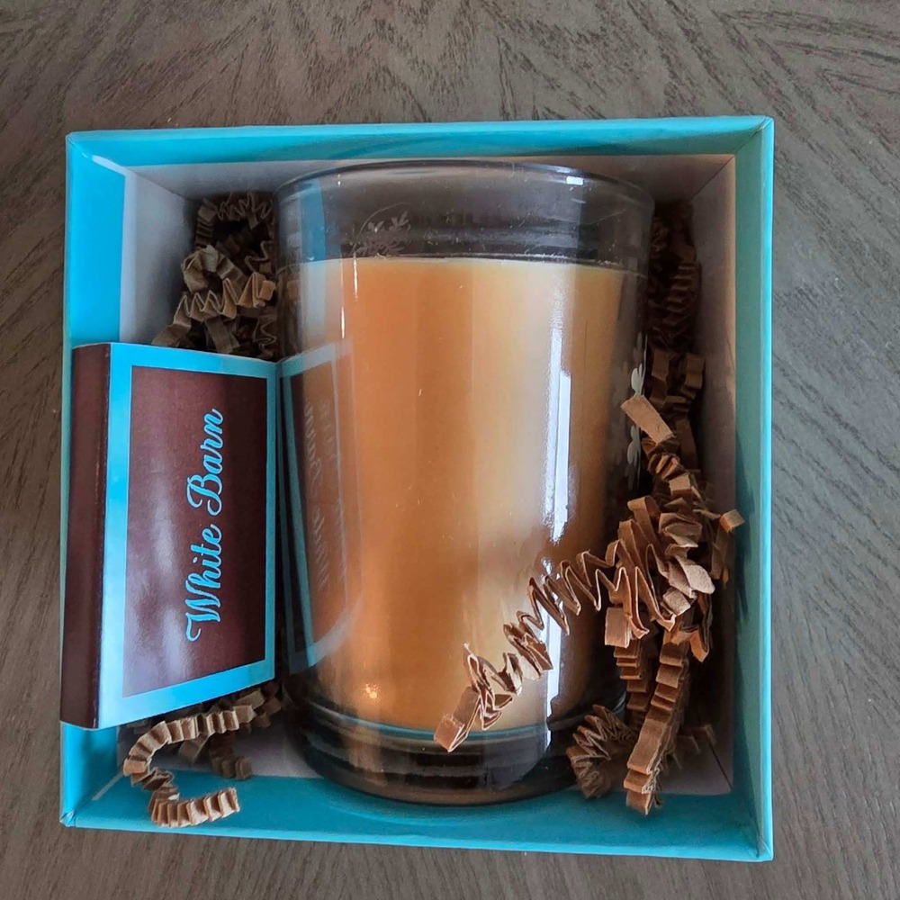 Bath & Body Works Salted Caramel Candle 6.3 oz White Barn Gift Box New